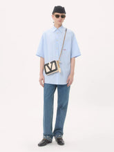 Valentino Garavani Sky Blue Cotton Shirt with Embroidery