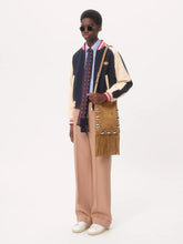 Valentino Garavani Blue and Butter Wool Bomber with VLogo Patch