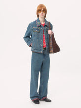 Blue Denim Jacket with Beaded Embroidery