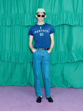 Valentino Garavani Blue Cotton T-Shirt with Chez Valentino Print