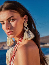 Johanna Ortiz Antique Ecru Iraca Palm Tassel Earrings