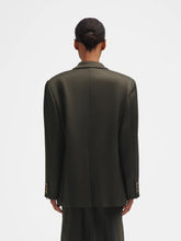 Blazé Milano Dark Forest Oversized Double-Breasted Satin Blazer