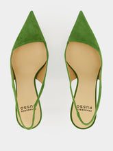 Francesco Russo Green Suede Asymmetric Slingback Pumps