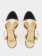 Francesco Russo Black and White Patent Nappa T-Bar Pumps
