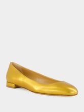 Francesco Russo Old Gold Laminated Nappa Leather Ballerinas