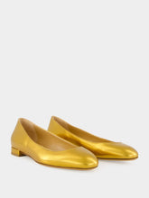 Francesco Russo Old Gold Laminated Nappa Leather Ballerinas