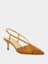 Francesco Russo Mou Kitten Heels Cut-Out Watersnake Leather Slingbacks