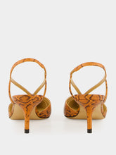Francesco Russo Mou Kitten Heels Cut-Out Watersnake Leather Slingbacks