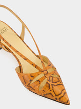 Francesco Russo Mou Kitten Heels Cut-Out Watersnake Leather Slingbacks