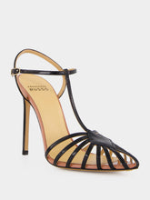 Francesco Russo Black Cage Sandal in Patent Leather
