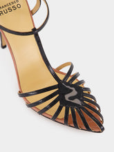 Francesco Russo Black Cage Sandal in Patent Leather