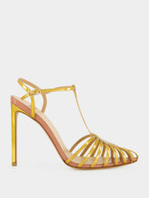 Francesco Russo Gold Cage Sandals in Kid Leather