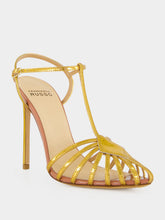 Francesco Russo Gold Cage Sandals in Kid Leather