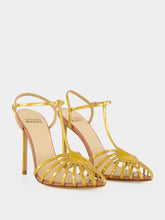 Francesco Russo Gold Cage Sandals in Kid Leather