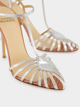 Francesco Russo Silver Cage Sandals in Mirrored Leather