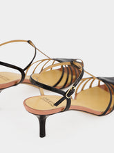 Francesco Russo Black Patent Leather Cage Sandals
