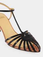 Francesco Russo Black Patent Leather Cage Sandals