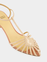 Francesco Russo Puderfarbene Käfig-Sandalen aus Lackleder