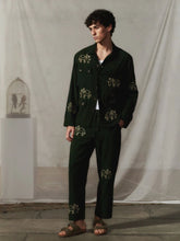 Baziszt Deep Green Ride Embroidered Cotton Shirt