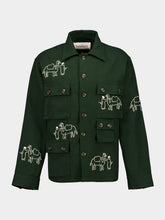 Baziszt Deep Green Ride Embroidered Cotton Shirt