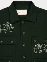 Baziszt Deep Green Ride Embroidered Cotton Shirt