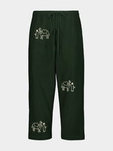 Baziszt Deep Green Ride Embroidered Cotton Pants