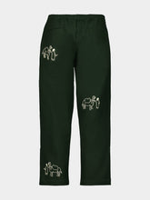 Baziszt Deep Green Ride Embroidered Cotton Pants