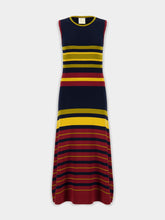 Paula Rian Multi Stripes Knitted Striped Dress with Back Opening