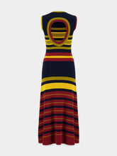 Paula Rian Multi Stripes Knitted Striped Dress with Back Opening