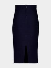 Roland Mouret Navy Bouclé Column Midi Skirt