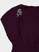 Roland Mouret Prune Flower Brooch Cady Midi Dress