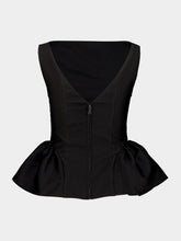 Roland Mouret Black Gathered Taffeta Peplum Top