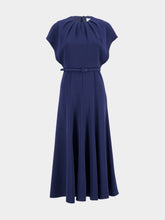 Roland Mouret Navy Cady Flared Cape Midi Dress