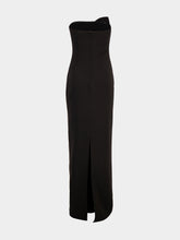 Roland Mouret Black Strapless Monochrome Drape Gown