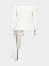 Roland Mouret Cream Off-Shoulder Draped Jacket
