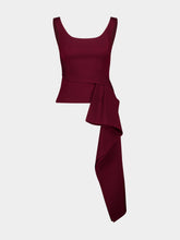 Roland Mouret Burgundy Wide Strap Fitted Drape Top