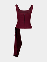 Roland Mouret Burgundy Wide Strap Fitted Drape Top