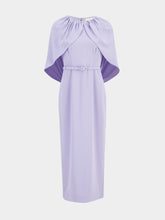 Roland Mouret Lavender Satin Crepe Cape Midi Dress