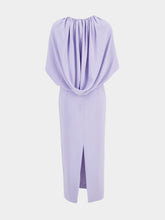 Roland Mouret Lavender Satin Crepe Cape Midi Dress