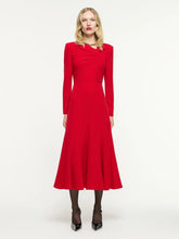 Roland Mouret Red Long Sleeve Light Cady Midi Dress