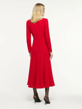Roland Mouret Red Long Sleeve Light Cady Midi Dress