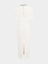 Roland Mouret White Cape Embellished Crepe Midi Dress