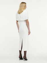 Roland Mouret White Cape Embellished Crepe Midi Dress