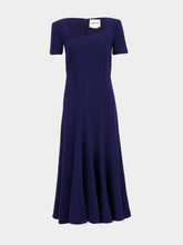 Roland Mouret Navy Short Sleeve Wool Crepe Midi Dress