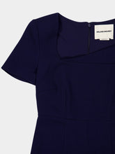 Roland Mouret Navy Short Sleeve Wool Crepe Midi Dress