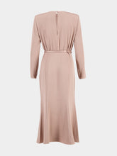 Roland Mouret Beige Cowl Drape Satin Crepe Midi Dress