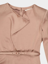 Roland Mouret Beige Cowl Drape Satin Crepe Midi Dress