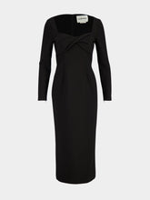 Roland Mouret Black Twist Drape Stretch Crepe Midi Dress