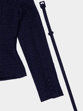 Roland Mouret Navy Off-Shoulder Bouclé Top with Belt