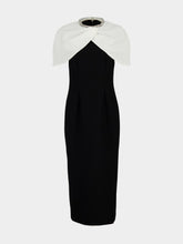 Roland Mouret Black Midi Dress with Crystal Shawl Detail